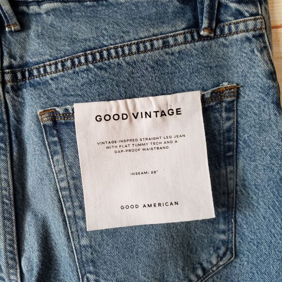 Good American Good Vintage High Waist Distressed Denim Stretchy Jeans Frayed Hem - Picture 4 of 8